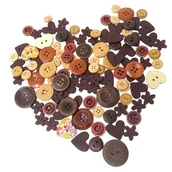 Prace ręczne dla dzieci - Zestaw guzików 100 szt handmade drewniane guziki brązowe DIY - miniaturka - grafika 1