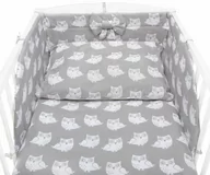 Pościel dla dzieci - Bawełniana pościel do łóżeczka dziecięcego - Białe sowy na szarym - 120x90 - miniaturka - grafika 1