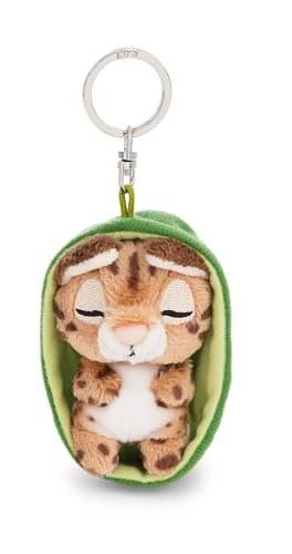 NICI 63164 Sleeping Pets brelok karakal w koszyczku, wierny pluszowy towarzysz do plecaka, torby, zawieszka na klucze dla małych i dużych, 8 cm, wielokolorowy