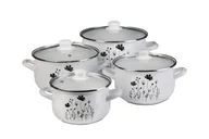 Zestawy garnków i patelni - Komplet garnków emaliowanych 4 x Garnek z pokrywką Domik - miniaturka - grafika 1