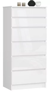 Akord FABRYKA MEBLI KOMODA K60 6 SZUFLAD BIAŁY CZARNY WYSOKI POŁYSK OP0LK-6BIA007 - Komody - miniaturka - grafika 1