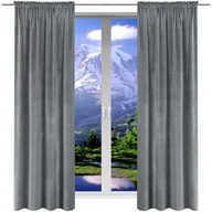 Zasłony - Zasłony gotowe welurowe 140x250 na taśmie do salonu zasłona balkon KOMPLET - miniaturka - grafika 1