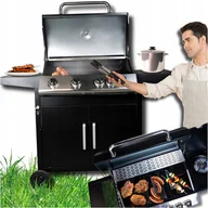 Grille gazowe - Grill Gazowy MASTER BBQ 5 palnikowy 4+1 na Kółkach Schowek na Butle 14,5kW - miniaturka - grafika 1