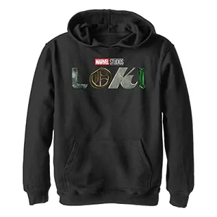 Bluzy dla chłopców - Marvel Chłopięca bluza z kapturem z logo Loki, czarna, S, Czarny, S - grafika 1