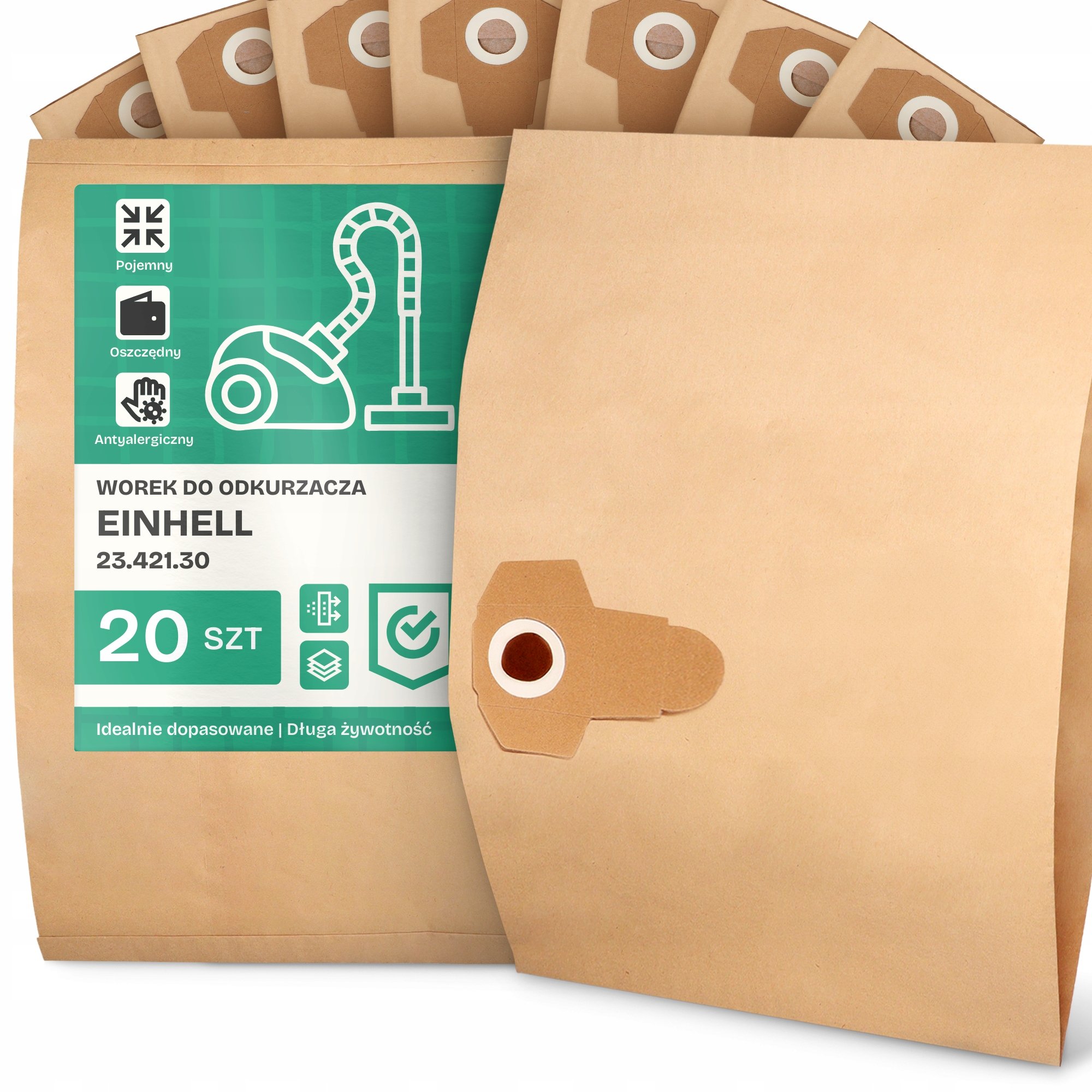20x Worek do Odkurzacza Einhell 23.421.30 Papierowy 2-Warstwy Worki 2A