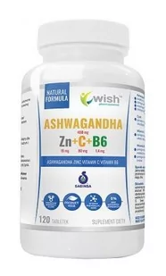 TOMASZ KACZMARCZYK WISH GROUP Wish Ashwagandha + Cynk + Witamina C + Witamina B6 120 tabletek - Układ nerwowy - miniaturka - grafika 1