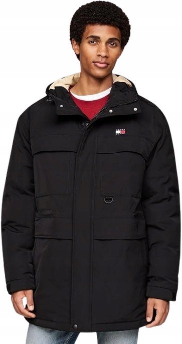 TOMMY JEANS CZARNA KURTKA MĘSKA PARKA Z KAPTUREM XL JXA