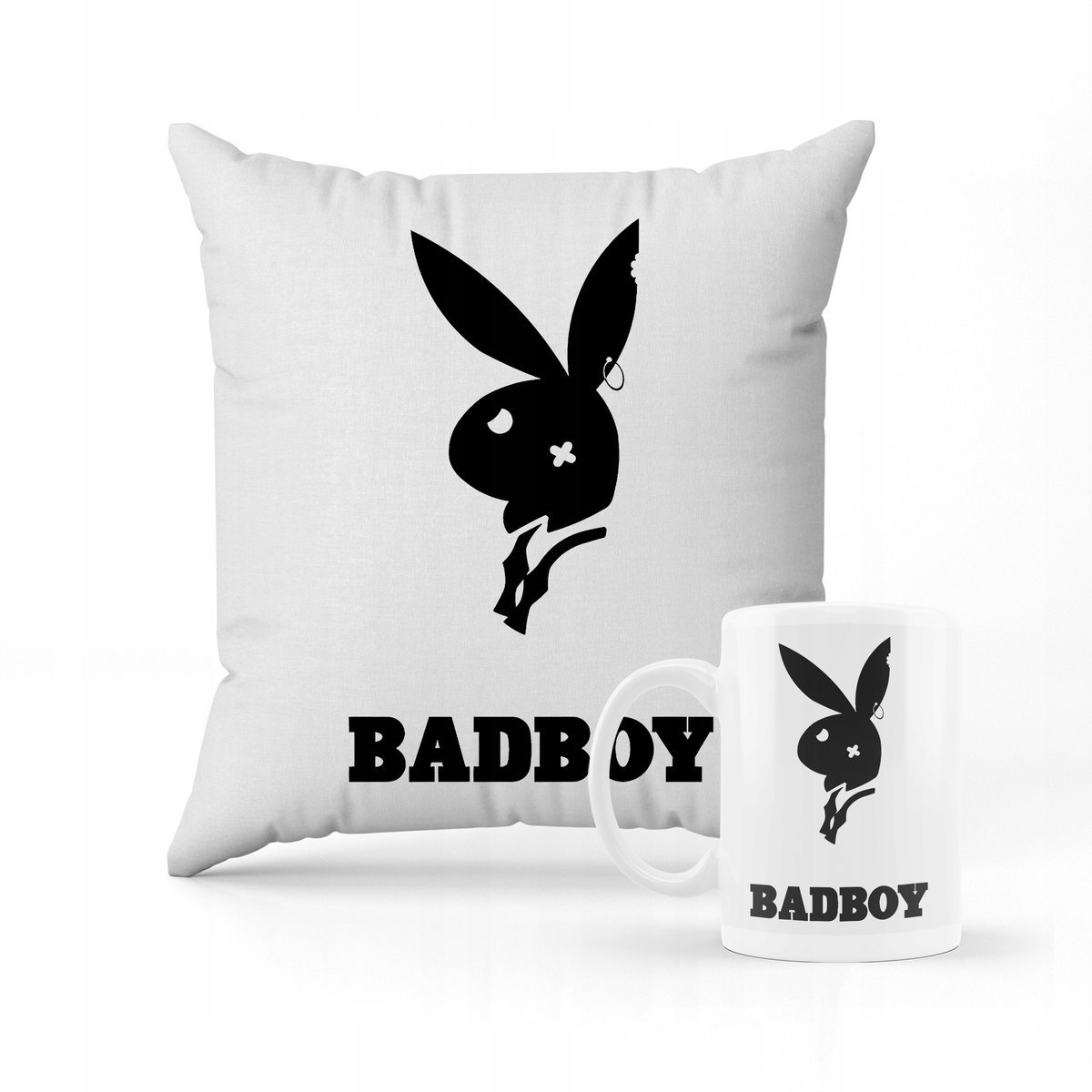 ZESTAW PODUSZKA + KUBEK PREZENT NA WALENTYNKI BADBOY PLAYBOY MEM #13