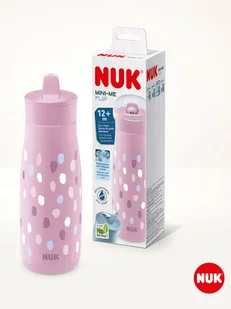 NUK Bidon "Mini-Me Flip Cup Dots" w kolorze fioletowym - 450 ml - Sztućce dla dzieci - miniaturka - grafika 1