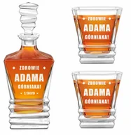 Karafki - Karafka geometric z 2 szklankami i grawerem dla niego na urodziny - miniaturka - grafika 1