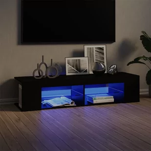 vidaXL Lumarko Szafka TV z oświetleniem LED, czarna, 135x39x30 cm 804230 - Szafki RTV - miniaturka - grafika 1