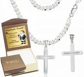 Naszyjniki męskie - Łańcuszek Męski Srebrny Pancerka 5,00 mm z Krzyżykiem pr 925 Grawer Gratis - Argmeta - miniaturka - grafika 1