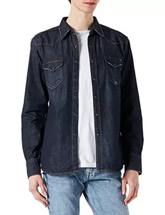 Replay męska koszula jeansowa, 007 Dark Blue, XL - Koszule męskie - miniaturka - grafika 1