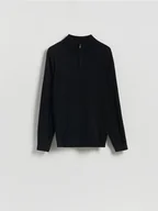 Swetry męskie - Reserved - Sweter z zapinanym golfem - czarny - miniaturka - grafika 1
