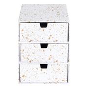 Akcesoria na biurko - Organizer z 3 szufladkami w biało-złotym kolorze Bigso Box of Sweden Ingrid - miniaturka - grafika 1