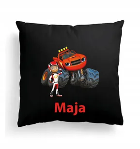 CZARNA FOTO PODUSZKA Blaze i mega maszyny + IMIĘ - Poduszki dekoracyjne - miniaturka - grafika 1