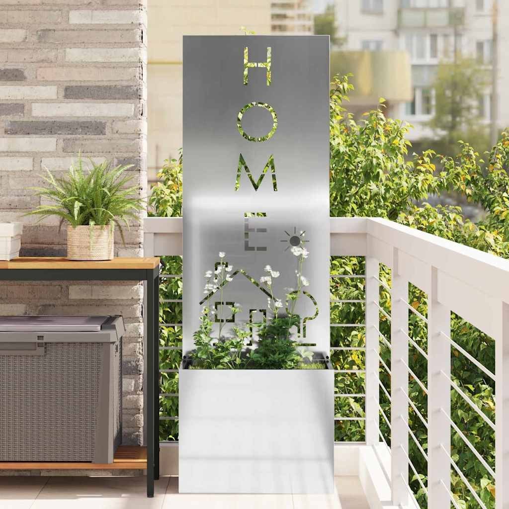 vidaXL Donica ogrodowa z dekoracyjną płytą Srebrny 50 x 140 cm