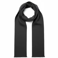 Apaszki i szaliki męskie - Szalik Męski szal 100% Wełniany JEDWAB czarny szary ciemny prezent elegancki - miniaturka - grafika 1