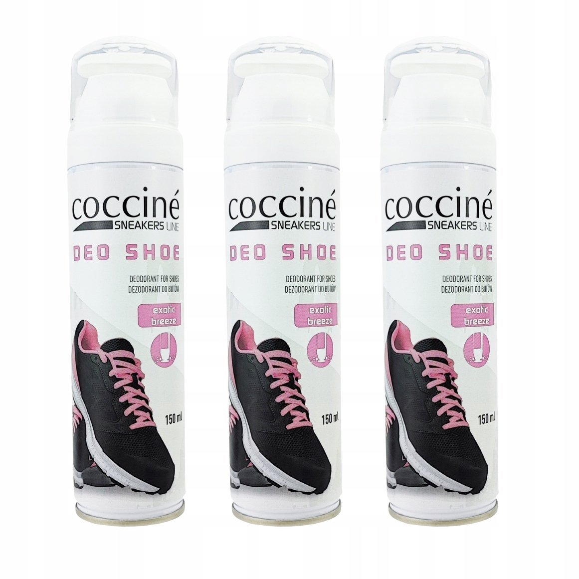 3x Odświeżacz do Butów Dezodorant Exotic Breeze Coccine Sneakers 150 ml