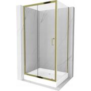 Kabiny prysznicowe - Mexen Apia kabina prysznicowa rozsuwana 120x80 cm, transparent, złota + brodzik Rio - miniaturka - grafika 1