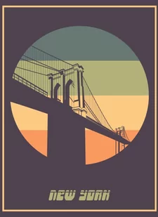 SK Plakat Most Brooklyn Bridge W Stylu Vintage Rama Aluminiowa Kolor Czarny emix - Plakaty - miniaturka - grafika 3