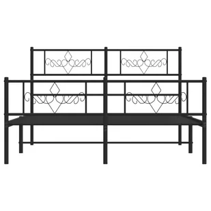 Metalowa rama łóżka z wezgłowiem i zanóżkiem, czarna, 140x200cm Lumarko! - Łóżka - miniaturka - grafika 3