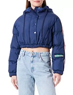 Kurtki damskie - Love Moschino Light Technical Fabric, Personalized with Striped Tape And Patch. Kurtka damska, niebieski, 38 - miniaturka - grafika 1