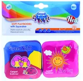 Zabawki sensoryczne - Canpol babies Miękkie książeczki z piszczałką 2 szt. - Dzień i Noc 74/014 - miniaturka - grafika 1