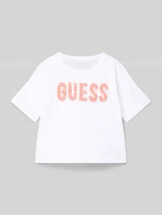 T-shirt z napisem z logo - Koszulki dla dziewczynek - miniaturka - grafika 1