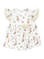 Body dla niemowląt - Niemowlęce sukienko-body na krótki rękaw z koronką kremowe Nicol,r.86 - miniaturka - grafika 1