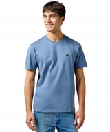 Koszulki męskie - T-shirt Wrangler SIGN OFF TEE 112362680 Dusty Blue M - miniaturka - grafika 1
