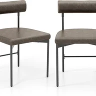 Krzesła - Zestaw 2 krzeseł do jadalni, kuchni ze skóry PCW z wyściełanym oparciem i powierzchnią do siedzenia w kształcie litery U, kuchni (szare, 2) - miniaturka - grafika 1