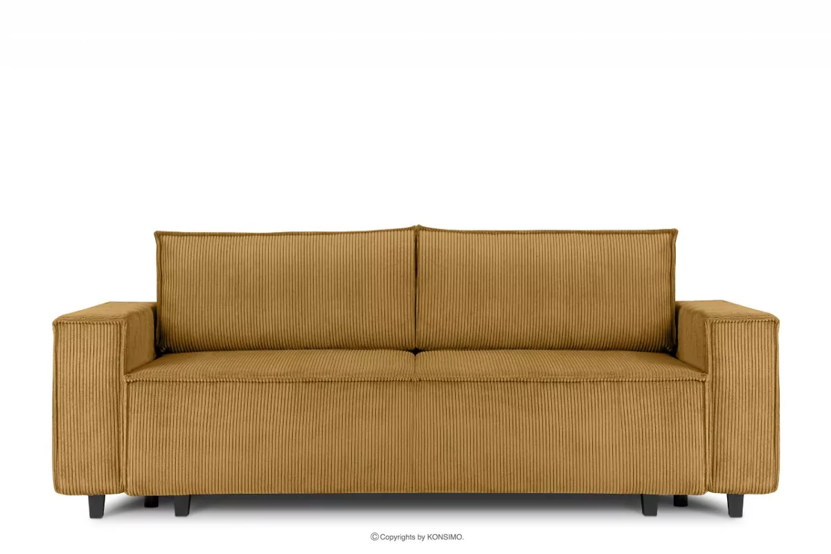 Sofa rozkładana 3 osobowa z pojemnikiem na pościel żółta NAPI