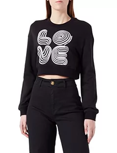Love Moschino Damska bluza z długim rękawem z okrągłym dekoltem, czarna, rozmiar 38, czarny - Bluzy damskie - miniaturka - grafika 1