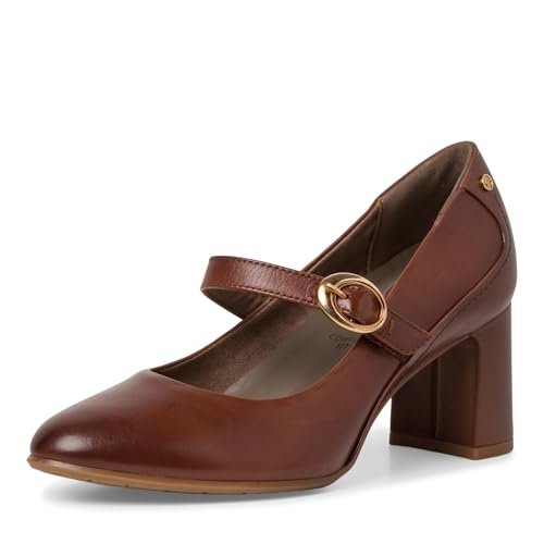 Tamaris Comfort Damskie 8-84402-41 wygodne wygodne buty o wszechstronnym rozmiarze, regulowane paski, klasyczne czółenka do butów na co dzień, koniak, 36 EU Weit