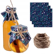 Pojemniki kuchenne - KAPTURKI NAKŁADKI NA SŁOIKI PRZETWORY BUTELKI SERWETKI + SZNUREK JUTOWY x50 - miniaturka - grafika 1