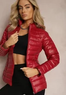 Kurtki damskie - Bordowa Przejściowa Kurtka Pikowana z Zasuwanymi Kieszeniami Asethalia - miniaturka - grafika 1