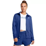 Bluzy sportowe damskie - Damska bluza treningowa rozpinana bez kaptura Under Armour Tech Full Zip - niebieska - UNDER ARMOUR - miniaturka - grafika 1