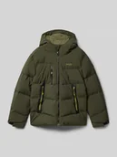 Kurtki i płaszcze dla chłopców - Pikowana kurtka z kapturem z nadrukiem z logo - miniaturka - grafika 1
