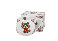 Kubki - Kubek do kawy i herbaty porcelanowy DUO baryłka KOT ETNO 430 ml - miniaturka - grafika 1