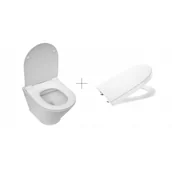 Miski WC - ROCA A3460NB000 + A801D22001 GAP Miska WC podwieszana Rimless Round Compacto 48cm + Deska WC Compacto wolnoopadająca Round SUPRALIT - miniaturka - grafika 1