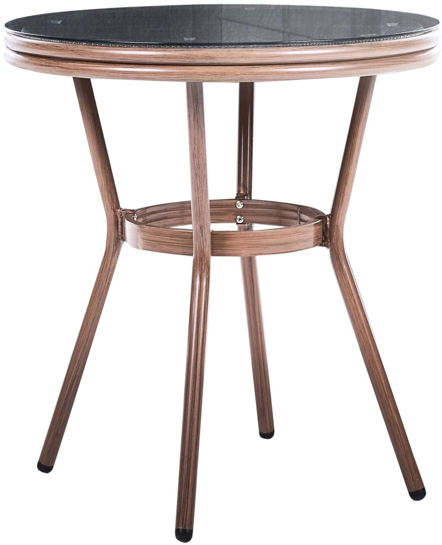 Beliani Stolik bistro RIFREDDO 70 cm Szkło hartowane Brązowy z szarym blatem