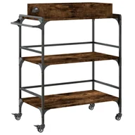 Wózki kuchenne - vidaXL Wózek kuchenny dąb wędzony 81,5x41x92,5 cm materiał drewnopochodny - miniaturka - grafika 1