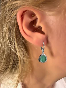 Kolczyki srebrne z malachitem naturalnym - Kolczyki - miniaturka - grafika 1