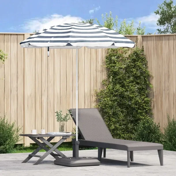 vidaXL Parasol plażowy z metalowym stelażem Niebiesko-Biały 161x193 cm Poli