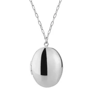 Naszyjniki - Otwierany owalny sekretnik na łańcuszku puzderko naszyjnik damski stalowy do grawerunku - Manoki - miniaturka - grafika 1