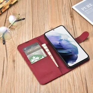 iCarer Haitang Leather Wallet Case skórzane etui do Samsung Galaxy S22+ (S22 Plus) portfel obudowa pokrowiec czerwony (AKSM05RD) - Etui i futerały do telefonów - miniaturka - grafika 12