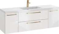 Szafki łazienkowe - Szafka z Umywalką ROSEN 140 cm D - Uchwyt Złoty - miniaturka - grafika 1