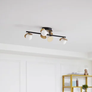 Lampa sufitowa LED Lucande Pallo, 4-punktowa, czarny/złoty, szkło - Lampy sufitowe - miniaturka - grafika 1