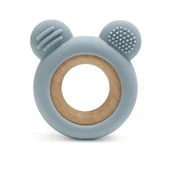 Gryzaki dla dzieci - Gryzak Miś Silikonowy z Drewnianym Pierścieniem [Kolor Jasnobrązowy] - miniaturka - grafika 1